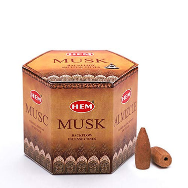 HEM Moschus Rückfluss Braun Räucherkegel | Langanhaltendes Aroma für Positivität & Pure Luft | Holzpulver | Aromatherapie für Stressabbau, Luftreiniger & Reinigung | Geschenkset - Stück Kegel im Sale